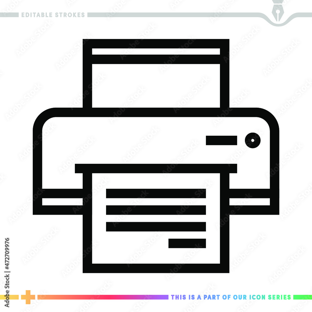 Editable line icon of laser printer as a customizable black stroke eps vector graphic. Editable line icon of laser printer as a customizable black stroke eps vector graphic.
