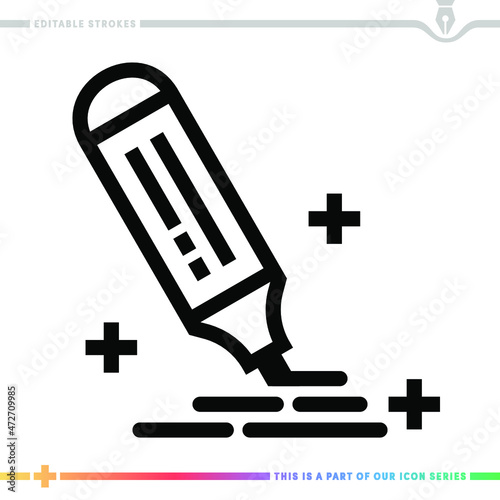 Editable line icon of proofreader mark as a customizable black stroke eps vector graphic. photo