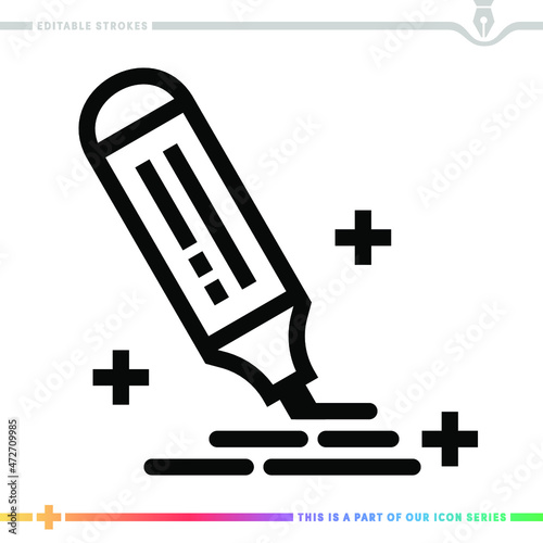 Editable line icon of proofreader mark as a customizable black stroke eps vector graphic.