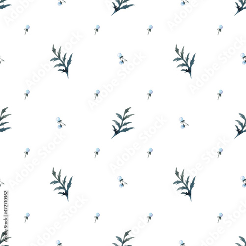 Seamless pattern from a hand-drawn watercolor flowers on a white background. Use for menus, invitations