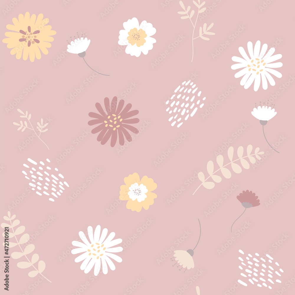 Cute pattern in flower. seamless pattern. colorful flowers. pink background. floral background. elegant the template for fashion prints.
