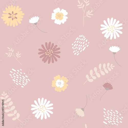 Cute pattern in flower. seamless pattern. colorful flowers. pink background. floral background. elegant the template for fashion prints.