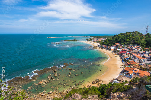 View of the beautiful First Beach (Primeira Praia) from a viewpoint at Morro de São Paulo - Morro de São Paulo, Bahia, Brazil photo