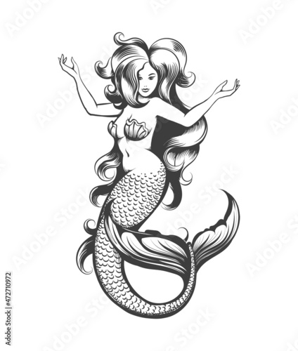 Mermaid Tattoo in Retro Style