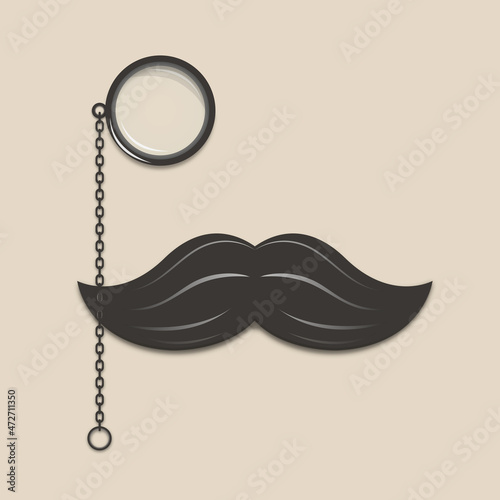 black lush mustache with black monocle