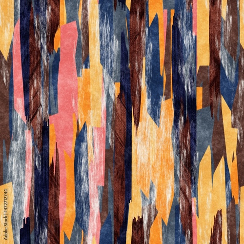 Seamless paper strip collage surface pattern design for print. High quality illustration. Ripped pieces of paper or fabric digitally montaged into repeat design for modern decor or textile design.