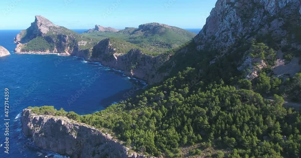 aerial view from the drone to the coastline with majestic rocks,.Majorca, Spain aerial view from the drone to the coastline with majestic rocks,.Majorca, Spain