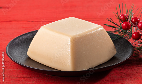 Colombian dessert natilla traditionally served during Christmas photo