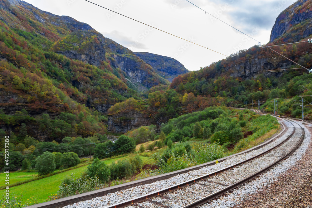 Fototapeta premium Flam railway in Aurland, Norway