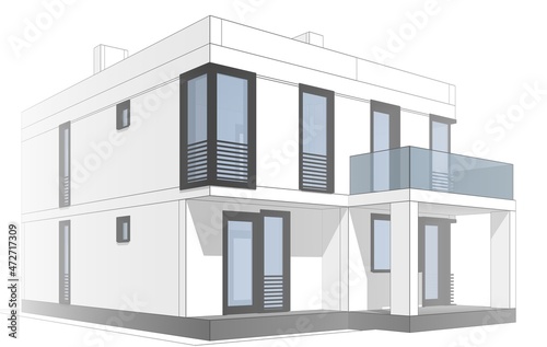 house architectural 3d drawing