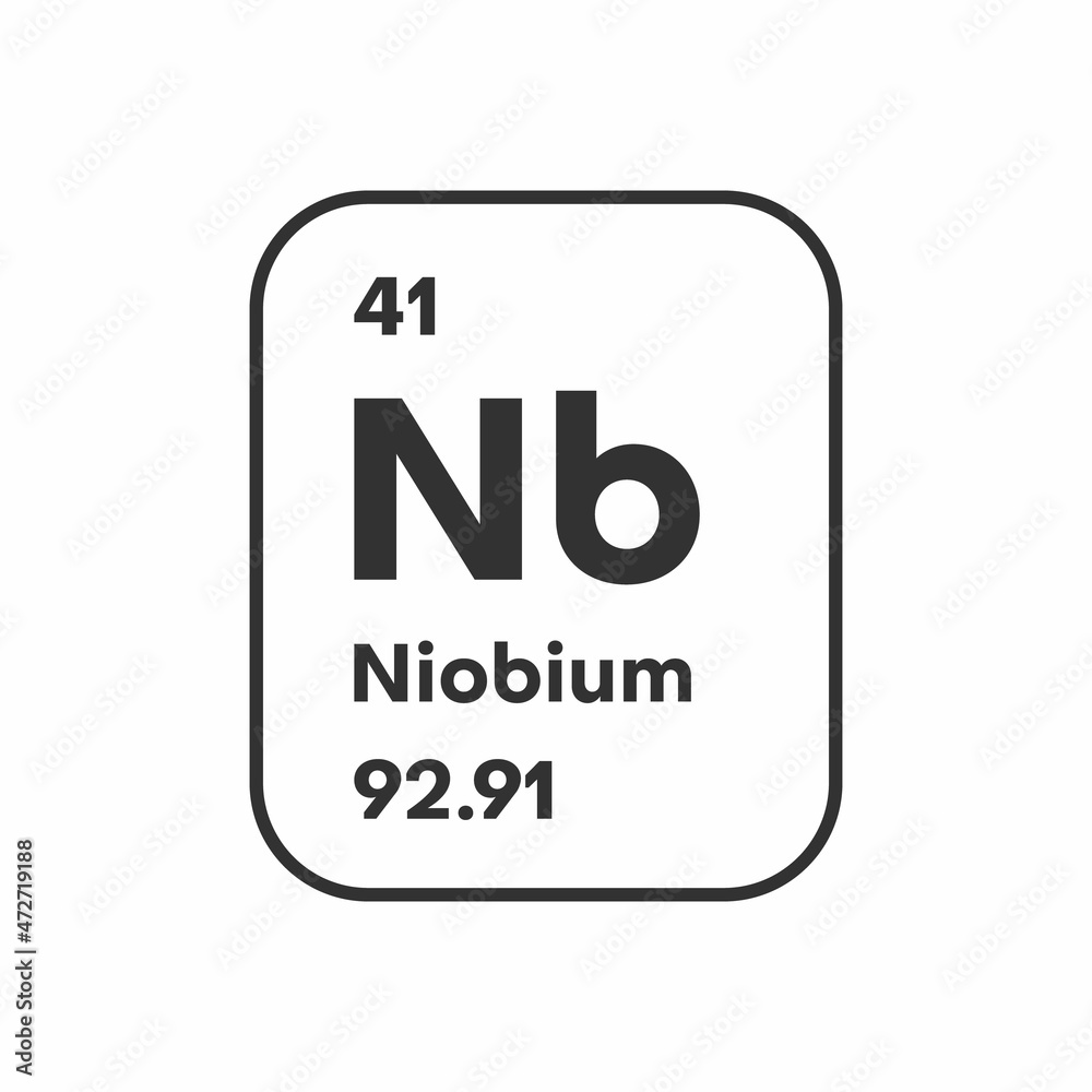 Symbol of chemical element Niobium as seen on the Periodic Table of the Elements, including atomic number and atomic weight. illustration Symbol of chemical element Niobium as seen on the Periodic Table of the Elements, including atomic number and atomic weight. illustration