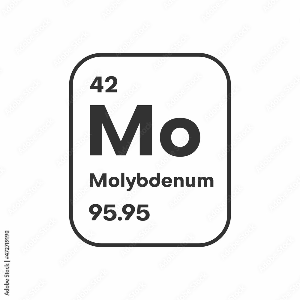 Symbol of chemical element Molybdenum as seen on the Periodic Table of the Elements, including atomic number and atomic weight. illustration Symbol of chemical element Molybdenum as seen on the Periodic Table of the Elements, including atomic number and atomic weight. illustration