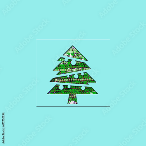 New year 2022 creative design concept art christmas tree lettering for flyer, poster, sign, banner, web, header. Light blur background. Background trend colors, green, turquoise, pink