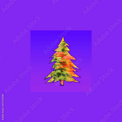 New year 2022 creative design concept art christmas tree lettering for flyer, poster, sign, banner, web, header. Light blur background. Background trend colors, green, turquoise, pink