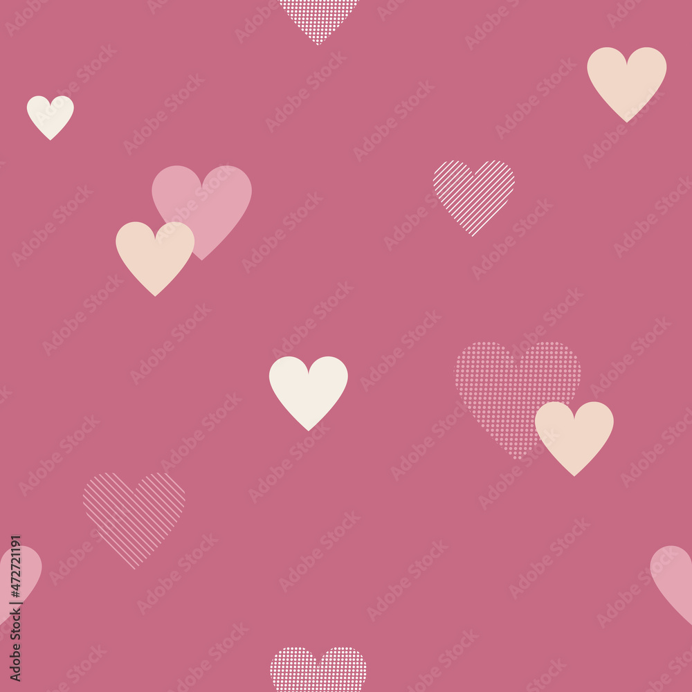 pastel heart with love and polka dot seamless background for fabric pattern