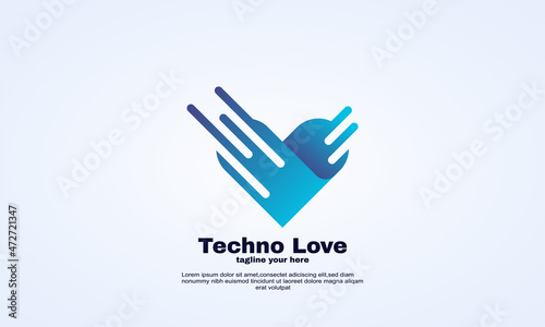 illustrator vector brand love techno logo design template colorful © iqballwew