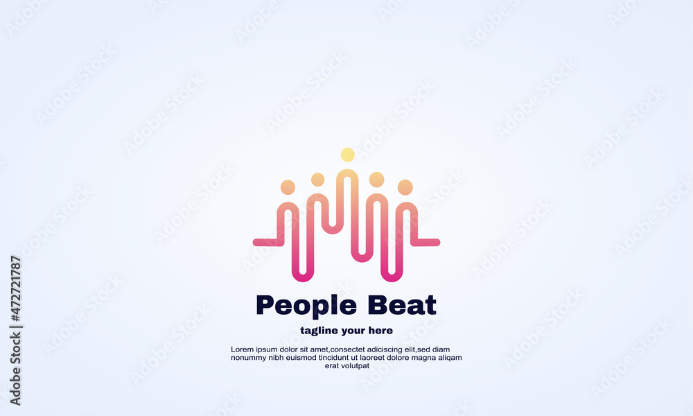 vector brand people beat logo design template gradient color