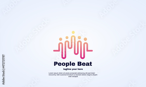 vector brand people beat logo design template gradient color