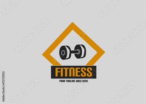 Fitness logo with barbell photo