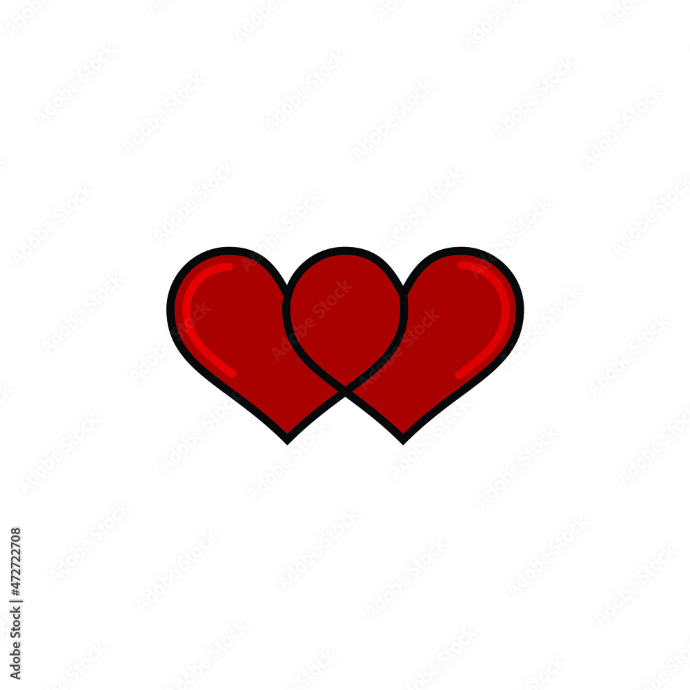 couple red heart logo design vector illustration