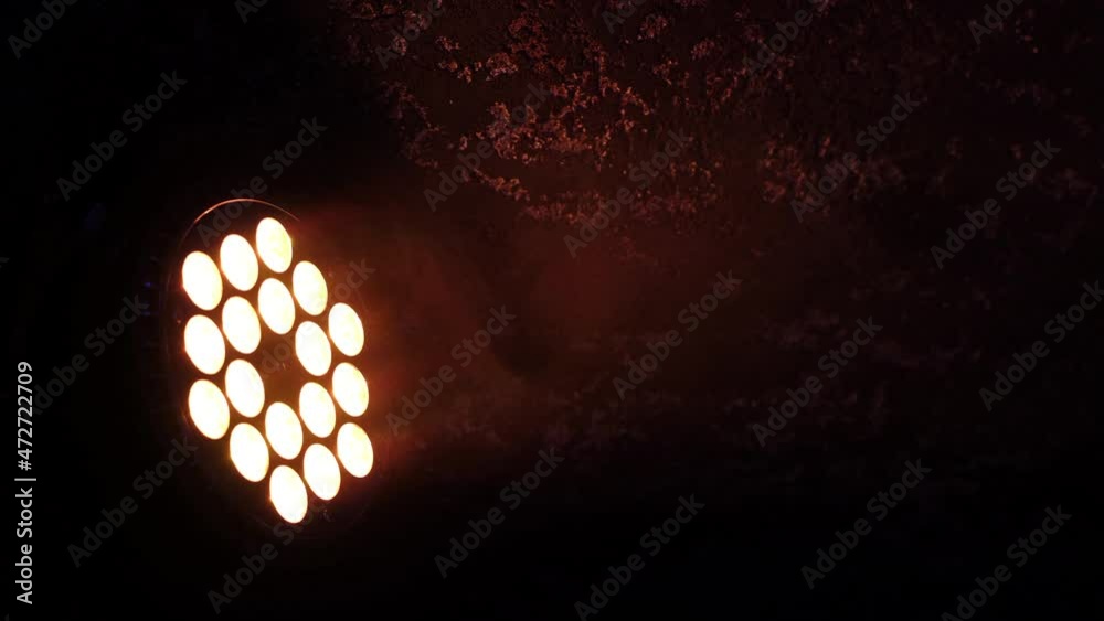 Stage colorful party light with smoke at night club