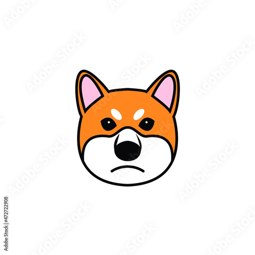 shiba inu dog head crypto coin logo design vector 