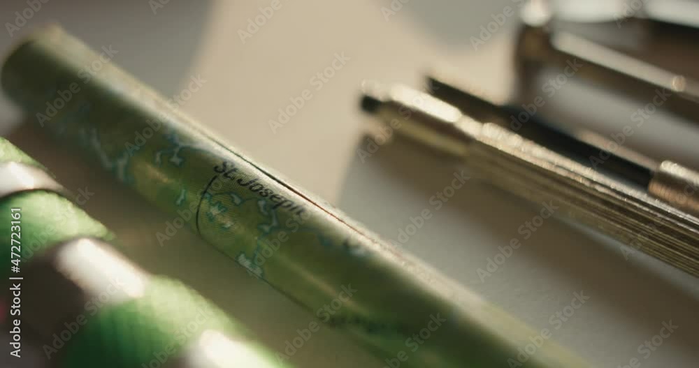 Fine mechanics tools or equipment on workshop table in macro close up Fine mechanics tools or equipment on workshop table in macro close up