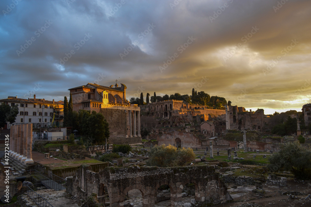 Skyview over the Roman Forum, Rome, Italy