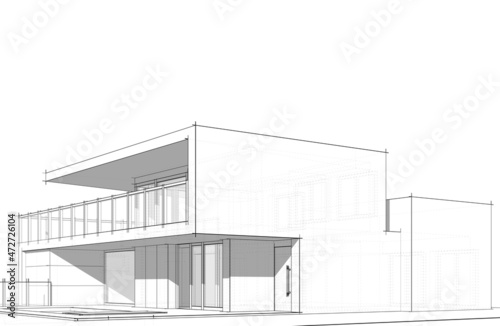 House project architectural drawing 3d illustration