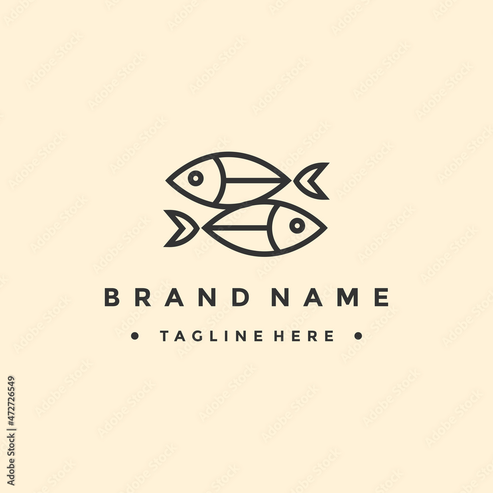 monoline simple two fish mirrored logo icon vector inspiration monoline simple two fish mirrored logo icon vector inspiration