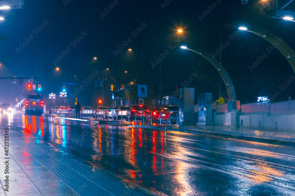Fotografie Street, night and rain
