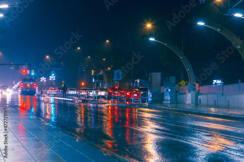 Canvas Print Street, night and rain