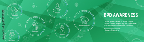 BPD - Borderline Personality Disorder icon set with web header banner