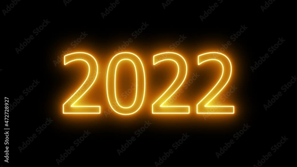 Happy New Year. Orange neon light sign background, glowing flashing 2022 neon text background, new year concept, animation. Happy New Year. Orange neon light sign background, glowing flashing 2022 neon text background, new year concept, animation.