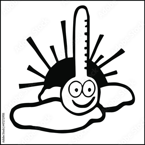 Cute cartoon sun meteo symbol