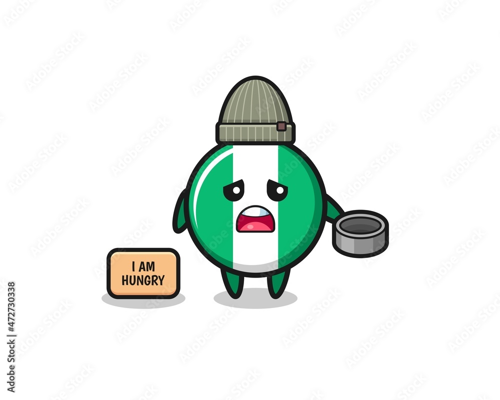 cute nigeria flag beggar cartoon character. cute nigeria flag beggar cartoon character.