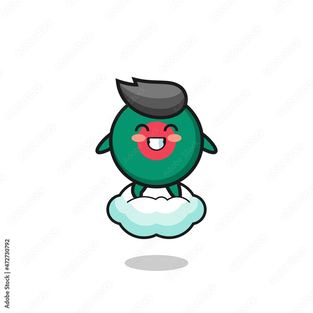 cute bangladesh flag illustration riding a floating cloud. cute bangladesh flag illustration riding a floating cloud.