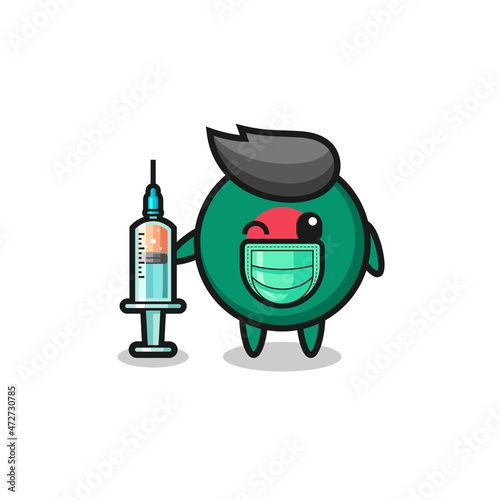 bangladesh flag mascot as vaccinator.