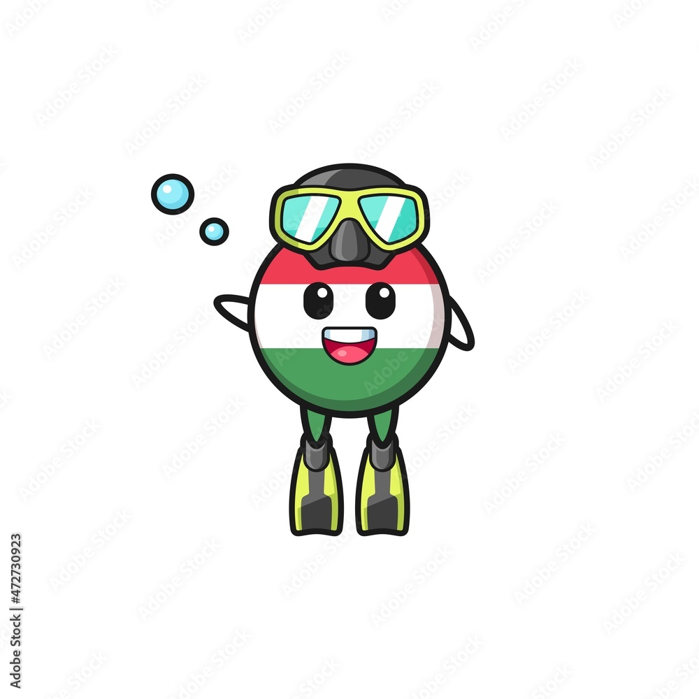 the hungary flag diver cartoon character.