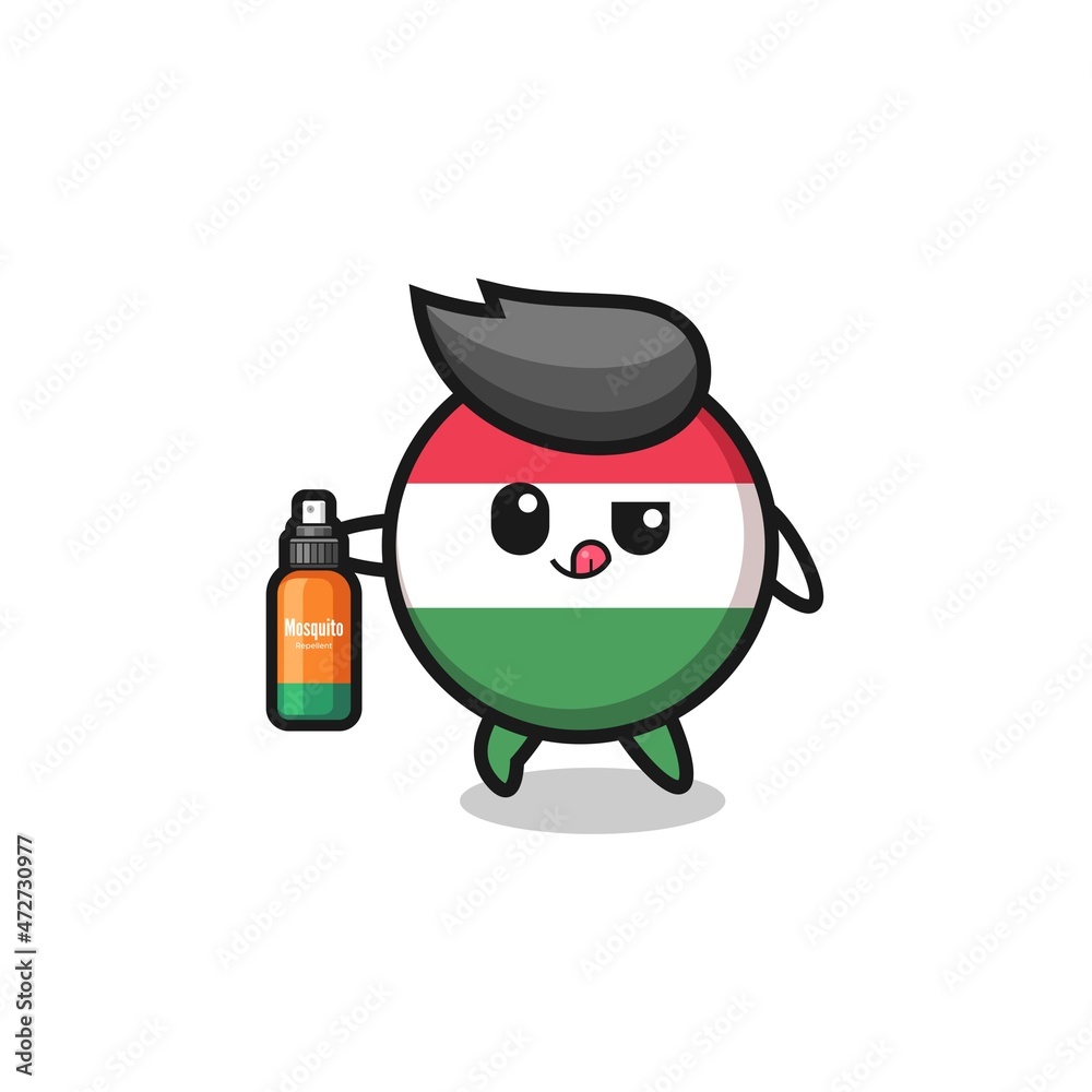 Obraz premium cute hungary flag holding mosquito repellent.