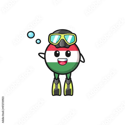 the hungary flag diver cartoon character.