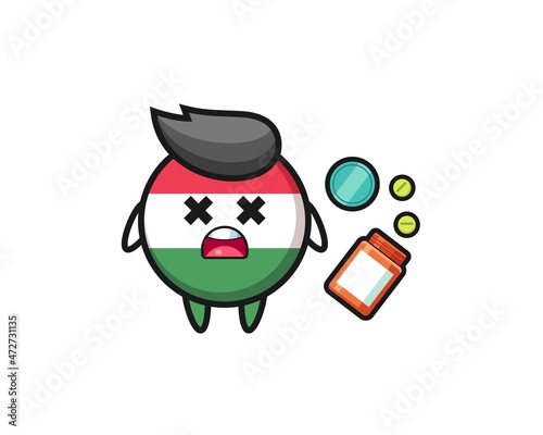 illustration of overdose hungary flag character.