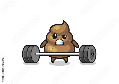 cartoon of poop lifting a barbell