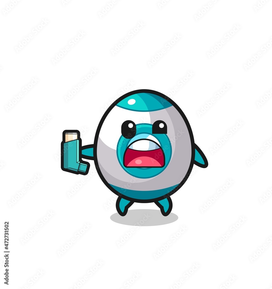 rocket mascot having asthma while holding the inhaler rocket mascot having asthma while holding the inhaler