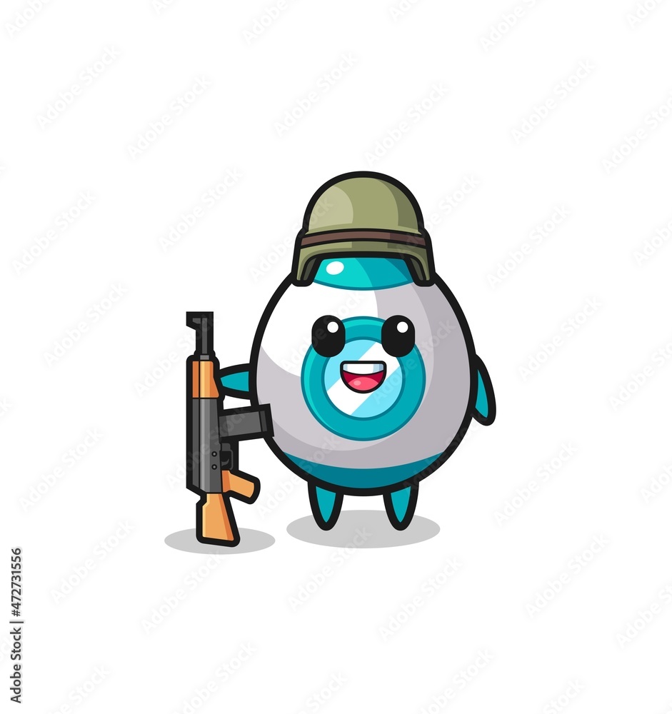 cute rocket mascot as a soldier