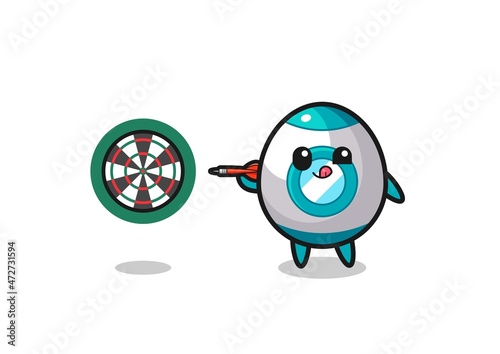 cute rocket is playing dart