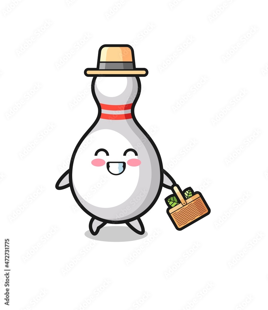 Obraz premium bowling pin herbalist character searching a herbal