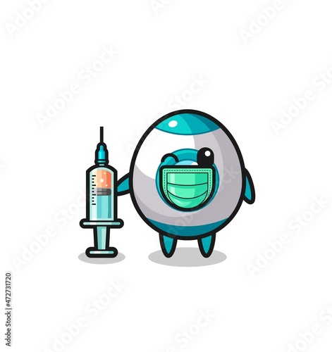 rocket mascot as vaccinator