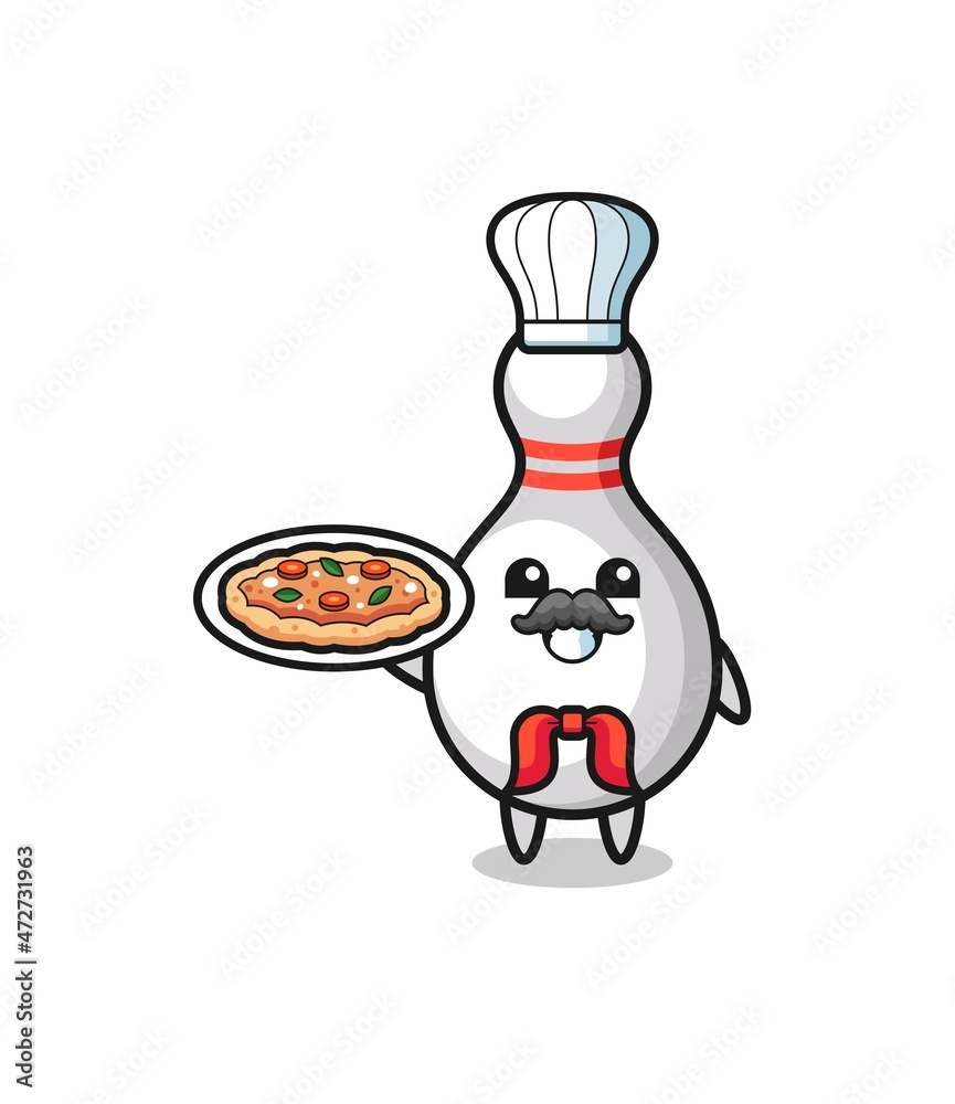 bowling pin character as Italian chef mascot bowling pin character as Italian chef mascot