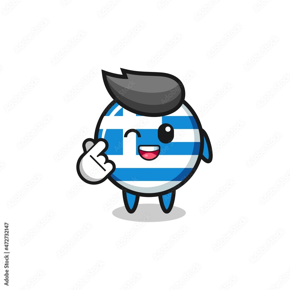 greece character doing Korean finger heart